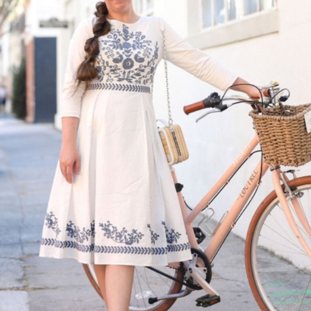 Dainty Jewells White and Blue Floral Dress